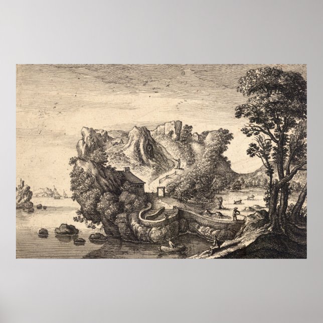 Wenceslaus Hollar Print: Face Shaped Landscape Poster (Front)