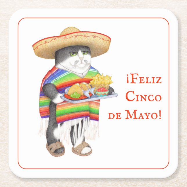 WENDELITO Cinco de Mayo Square Paper Coaster (Front)