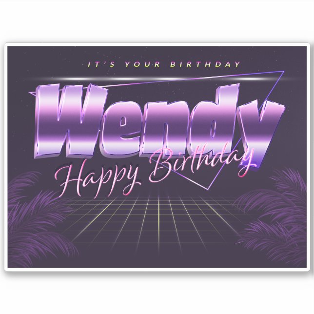 Wendy Name First name lila retro Sticker Birthday (Front)