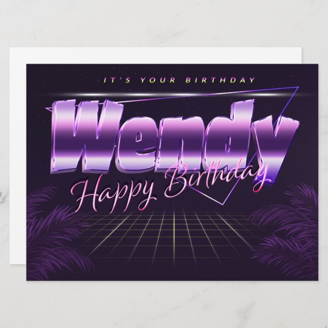 Wendy Name First name purla retro card Birthday (Front/Back)