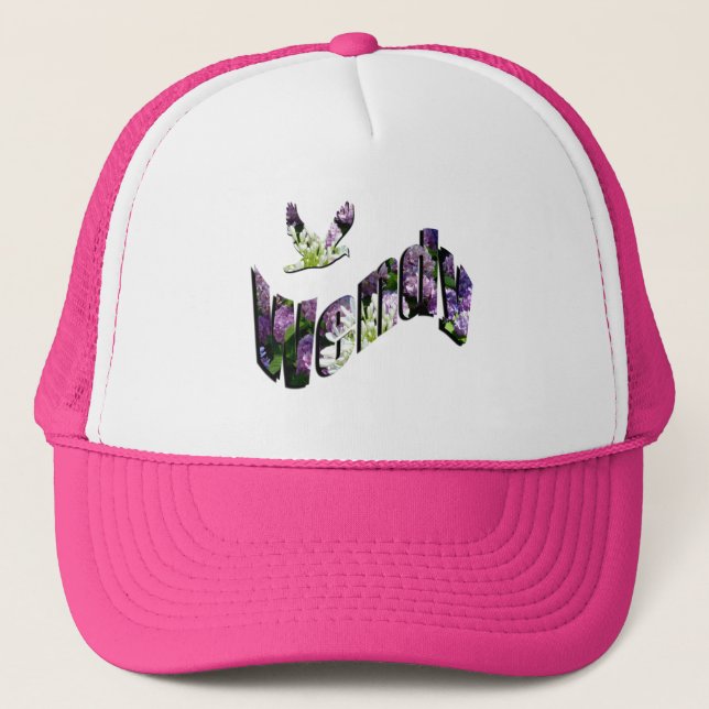 Wendy, Name, Floral Logo, Trucker Hat (Front)