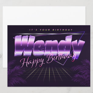 Wendy Name Vorname lila retro Karte Geburtstag Card