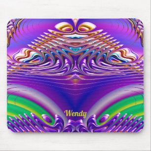 WENDY ~ Zany Green, Blue, Yellow and Purple Mouse Pad