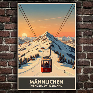 Wengen, Switzerland: 1960s Vintage Travel Poster