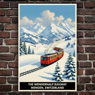 Wengen, Switzerland: 1960s Vintage Travel Poster