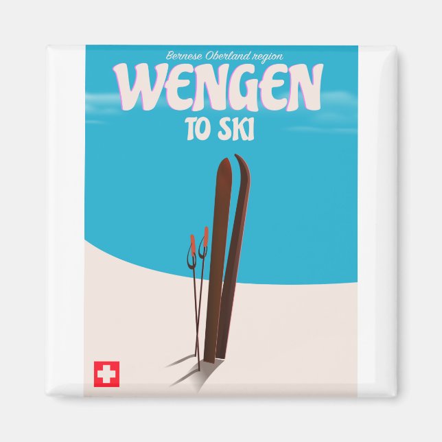 Wengen, Switzerland, Ski Poster Magnet (Front)