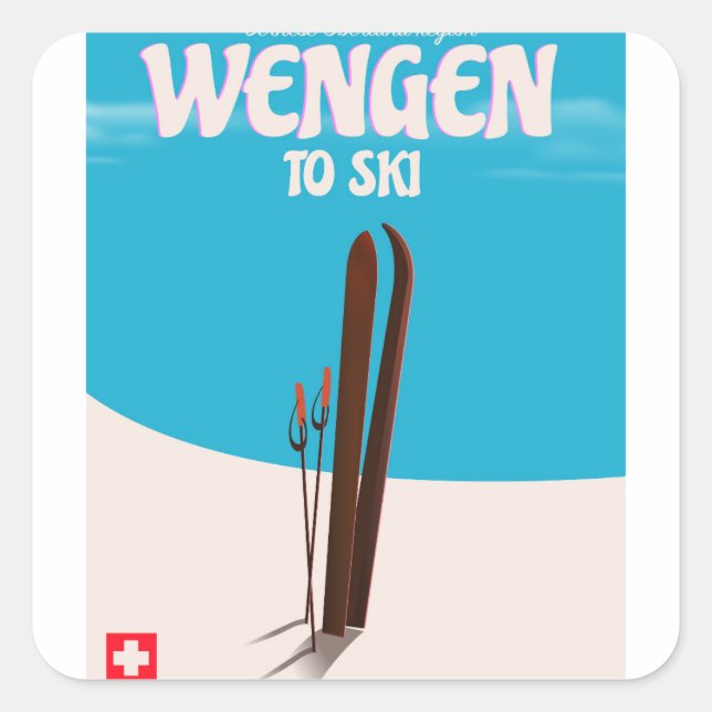 Wengen, Switzerland, Ski Poster Square Sticker (Front)