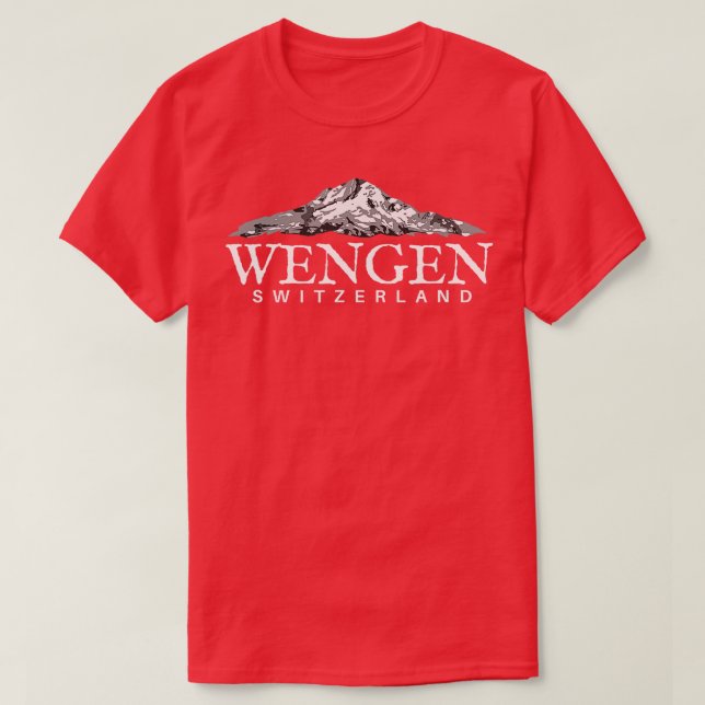 Wengen Switzerland  Swiss Alps Mountain Tee  (Design Front)