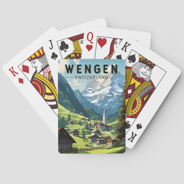 Wengen Switzerland Travel Art Vintage Playing Cards (Back)