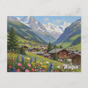 Wengen Switzerland Travel Postcard