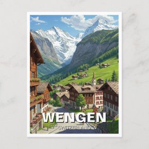Wengen Switzerland Travel Postcard