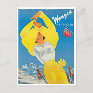 Wengen Switzerland vintage travel Postcard