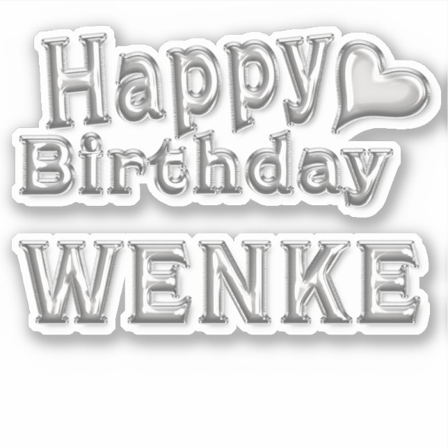 Wenke Happy Birthday silver sticker sticker (Front)