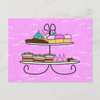 wenskaart - Party Girls - High Tea - cupcakes Postcard