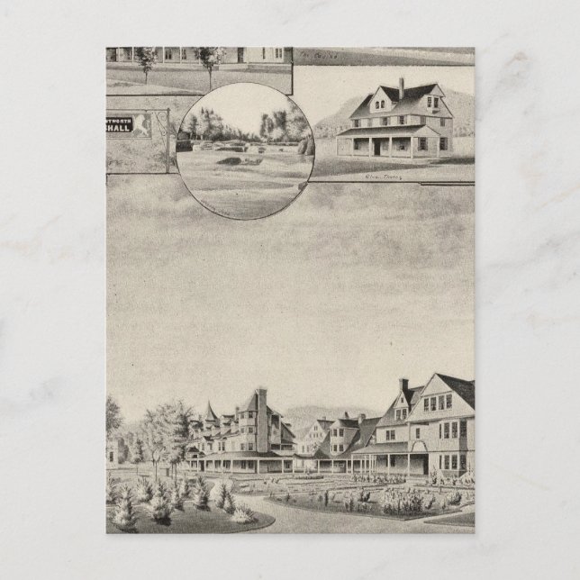 Wentworth Hall, Cottages Postcard (Front)