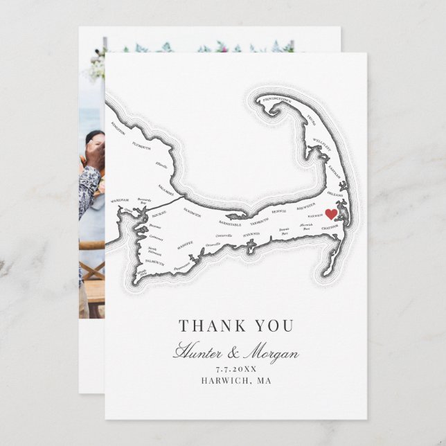 Wequassett Resort Cape Cod Wedding Photo Thank You Card (Front/Back)