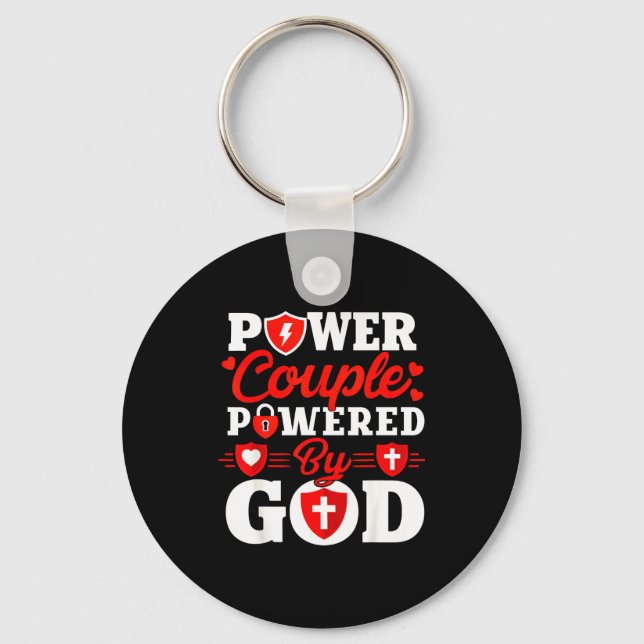 Wer Couple Wered By God Christian Couples Matching Key Ring (Front)