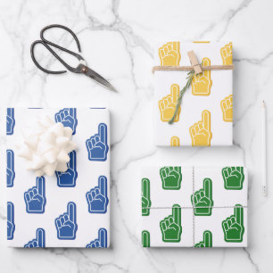 We're #1! Foam Finger Fan Club Team Spirit Fun Wrapping Paper Sheet