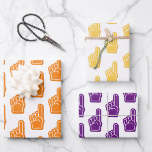 We're #1! Foam Finger Fan Club Team Spirit Fun Wrapping Paper Sheet