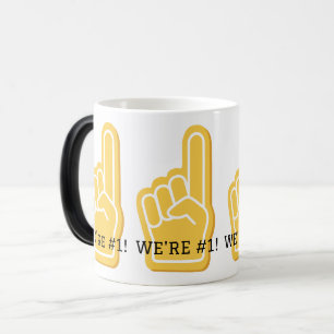 WE'RE #1 Sports Finger Gold Black Team Spirit Fun Magic Mug