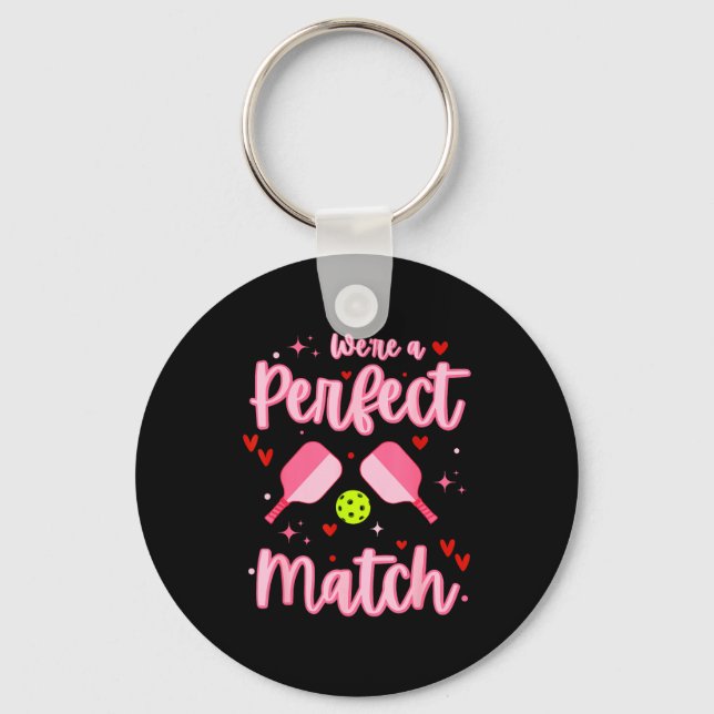 We're A Perfect Match Funny Ckleball Valentines Da Key Ring (Front)