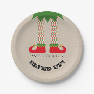 We're All Elfed Up! Funny Christmas Holiday Party Paper Plate