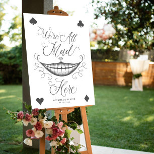 We're All Mad Here Cheshire Cat Smile Playing Card Poster