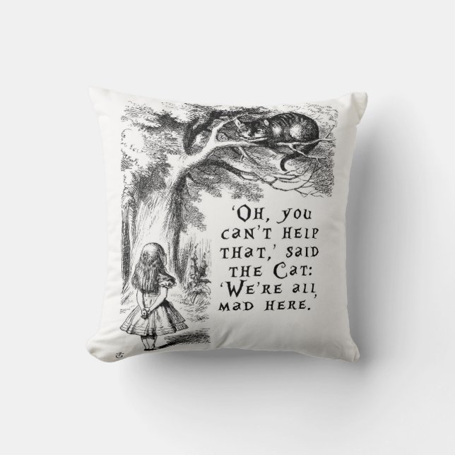 We're all mad here - Cheshire cat throw pillow (Front)