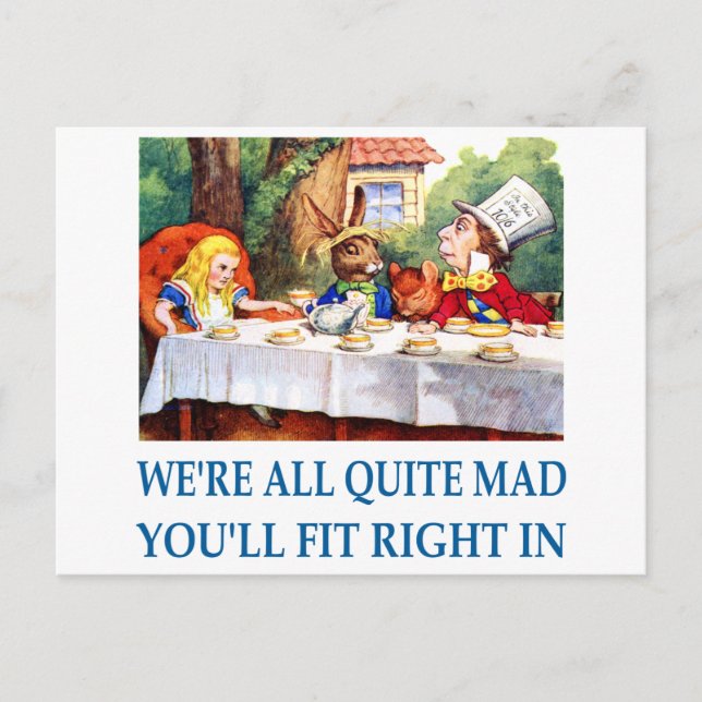 WE'RE ALL  QUITE MAD POSTCARD (Front)