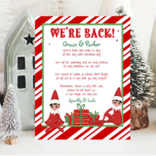 We're Back Welcome Back Christmas Elf Letter Print