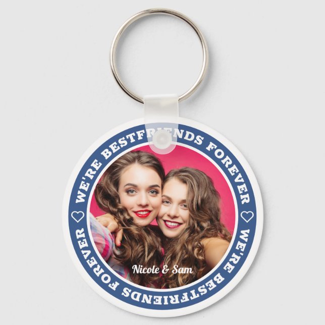 We're Bestfriends Forever BFF Modern Custom Photo Key Ring (Front)