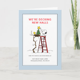 We're Decking New Halls   Snoopy We've Moved Holiday Card