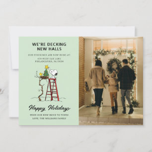 We're Decking New Halls   Snoopy We've Moved Holiday Card