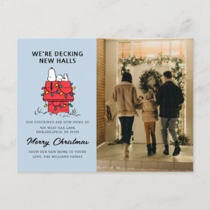 We're Decking New Halls   Snoopy We've Moved Holiday Postcard