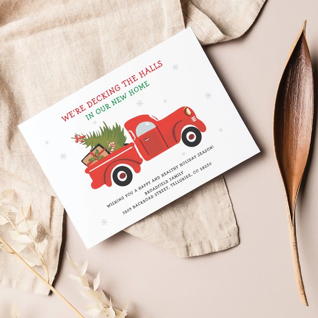 We're Decking New Halls We Moved Christmas Moving (Decking The Halls Red Truck Christmas Moving Announcement)