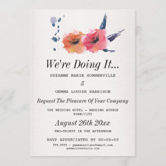 We're Doing It - Floral Lesbian Wedding Invitation