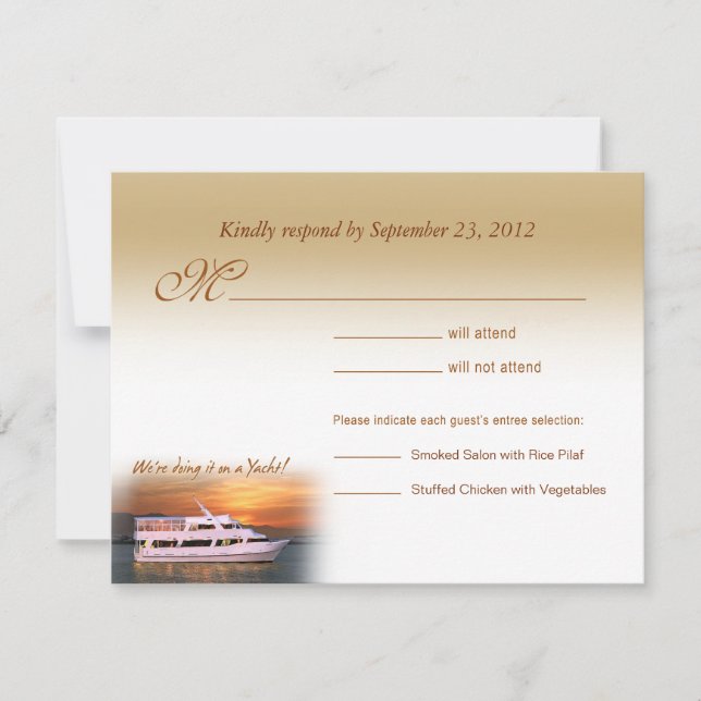 We're Doing It On A Yacht RSVP Response Card (Front)