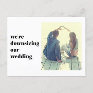 We're Downsizing Our Wedding Photo Modern Announcement Postcard