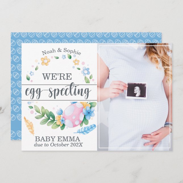 "We're egg-specting" Easter Pregancy Announcement (Front/Back)