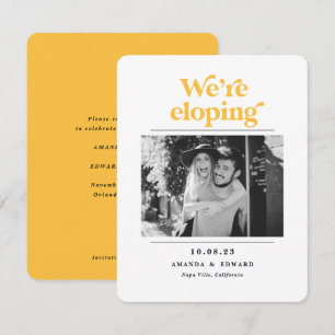 We're eloping Modern bold typography couple photo