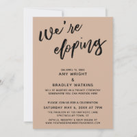 We're Eloping Modern Handwriting Toasted Almond