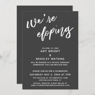 We're Eloping Simple Dark Grey Handwriting Script Invitation