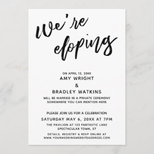 We're Eloping Simple Modern Handwriting Typography Invitation