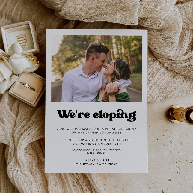 We're eloping Stylish retro wedding announcement (Creator Uploaded)