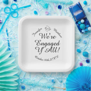 We're Engage Y'All Custom Square Printed Paper Plate