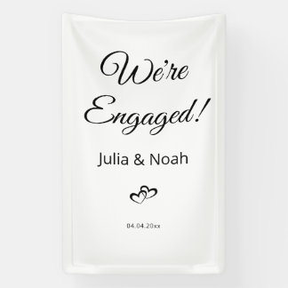 We're Engaged Banner, Linen Engagement Welcome Banner