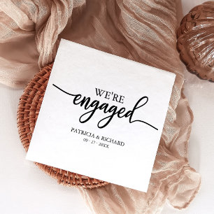 We're Engaged Black And White Engagement Party Napkin