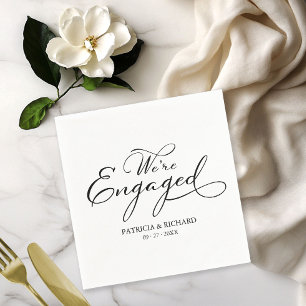 We're Engaged Black White Engagement Party Napkin