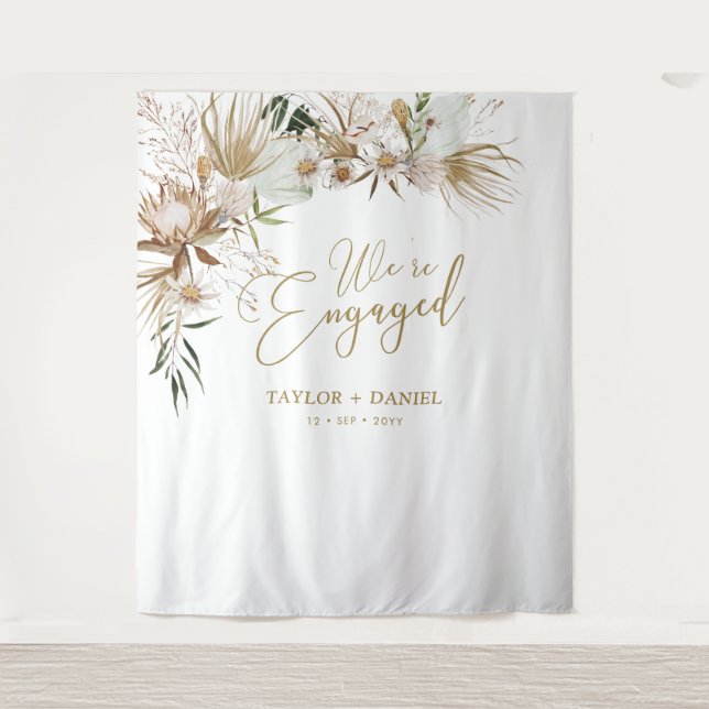 We're Engaged | Boho Bohemian Engagement Party Tapestry (Front)
