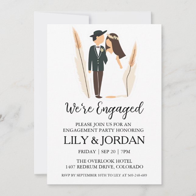 we're engaged boho engagement party invitations (Front)